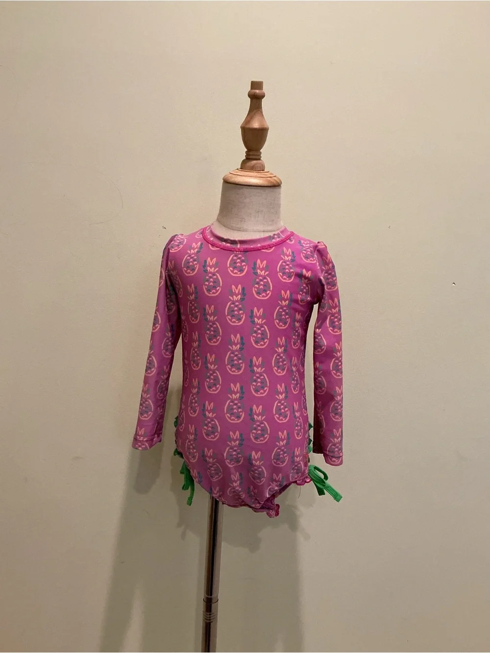 Ruffle Butts Pink Long-Sleeve Pineapple Rashguard
